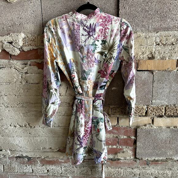 Zara Blogger Favorite Patchwork Linen Floral Mini Dress Multi - Picture 3 of 6